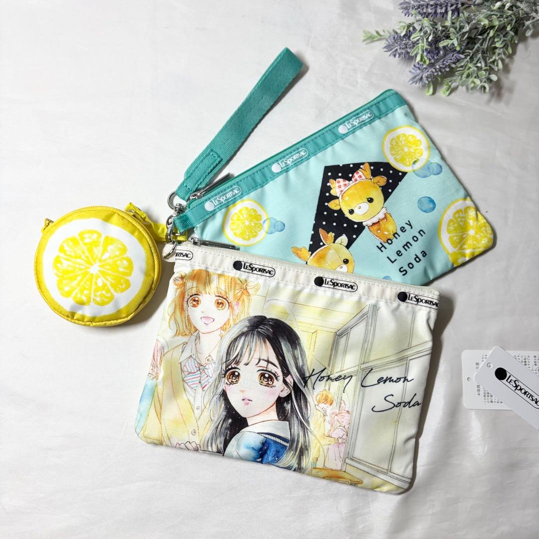 【極美品】　レスポートサック　りぼん70周年　ハニーレモンソーダ　ポーチ　3点 LeSportsac × りぼん70周年 -『天使なんかじゃない』・『GALS